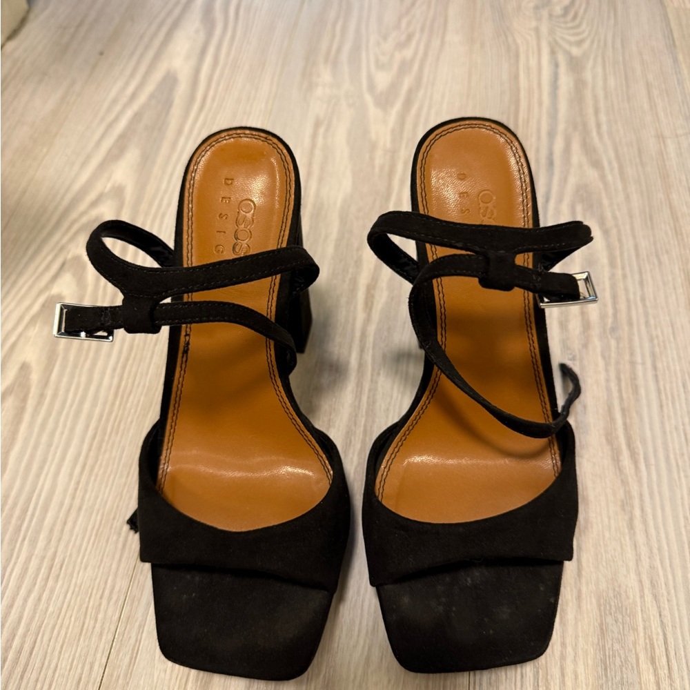 ASOS Block Strap Open Toed High Heels Size 6 Wide